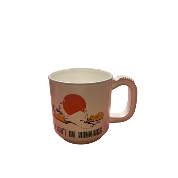 Vintage 80s USA Cartoon Duck Coffee Mugs Funny Slogans Stackable Plastic Handles - Picture 6 of 13